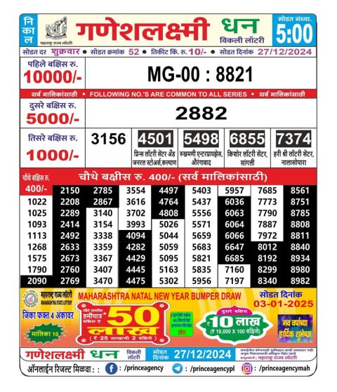 Everest Result Today Dear Lottery Chart