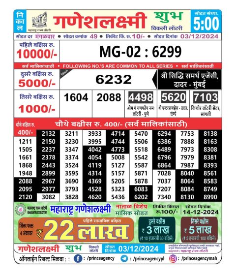 Everest Result Today Dear Lottery Chart