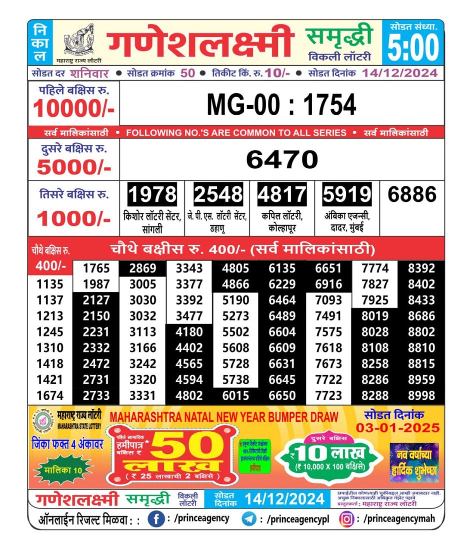 Everest Result Today Dear Lottery Chart