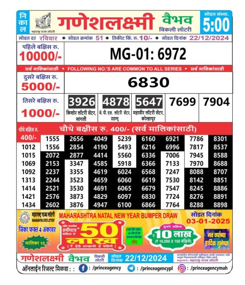 Everest Result Today Dear Lottery Chart