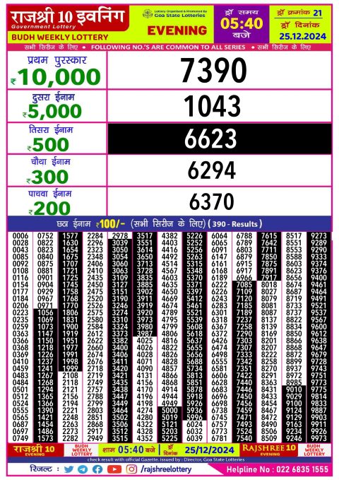 Everest Result Today Dear Lottery Chart