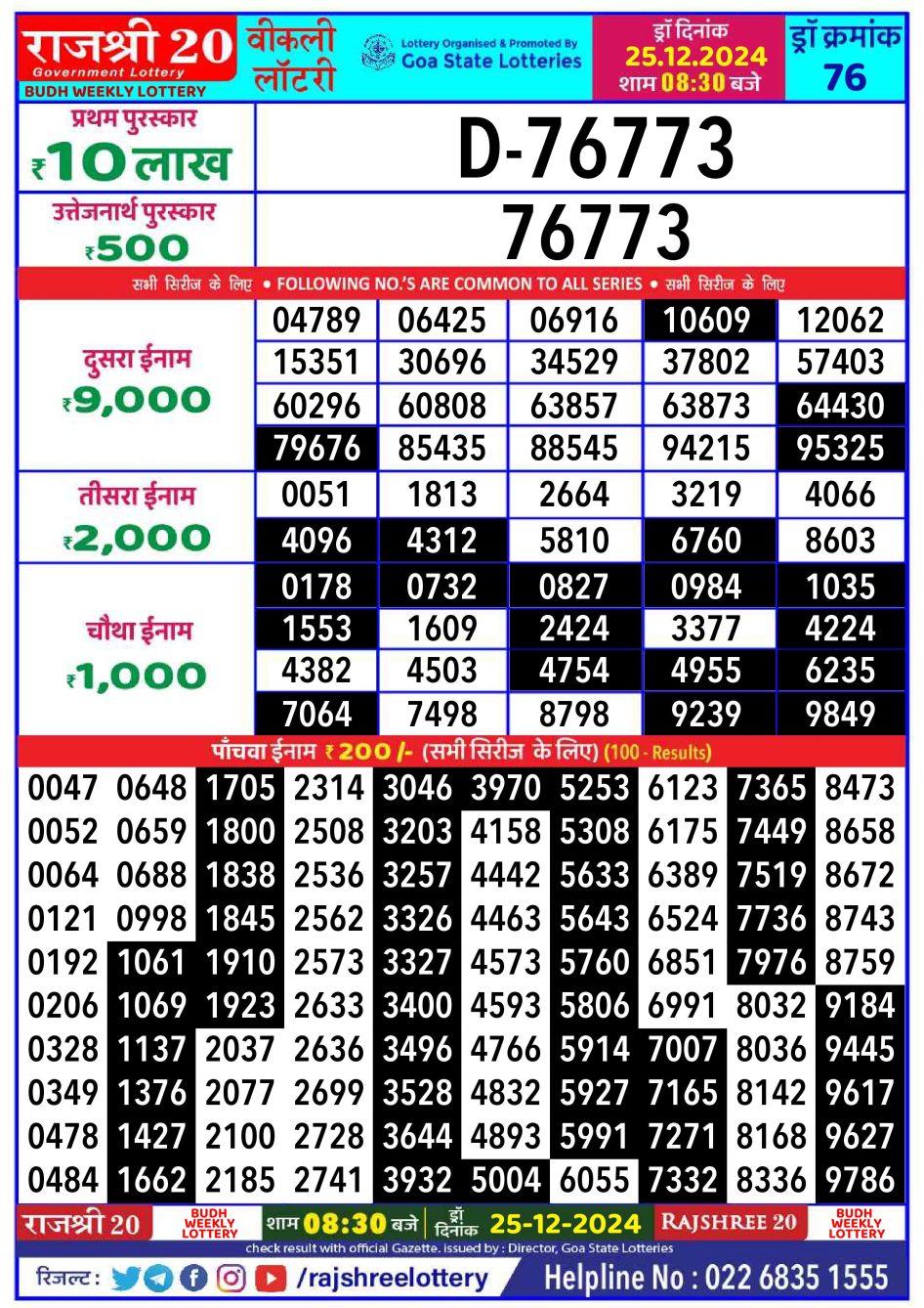 Everest Result Today Dear Lottery Chart