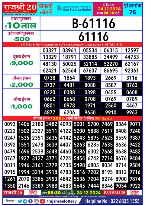 Everest Result Today Dear Lottery Chart