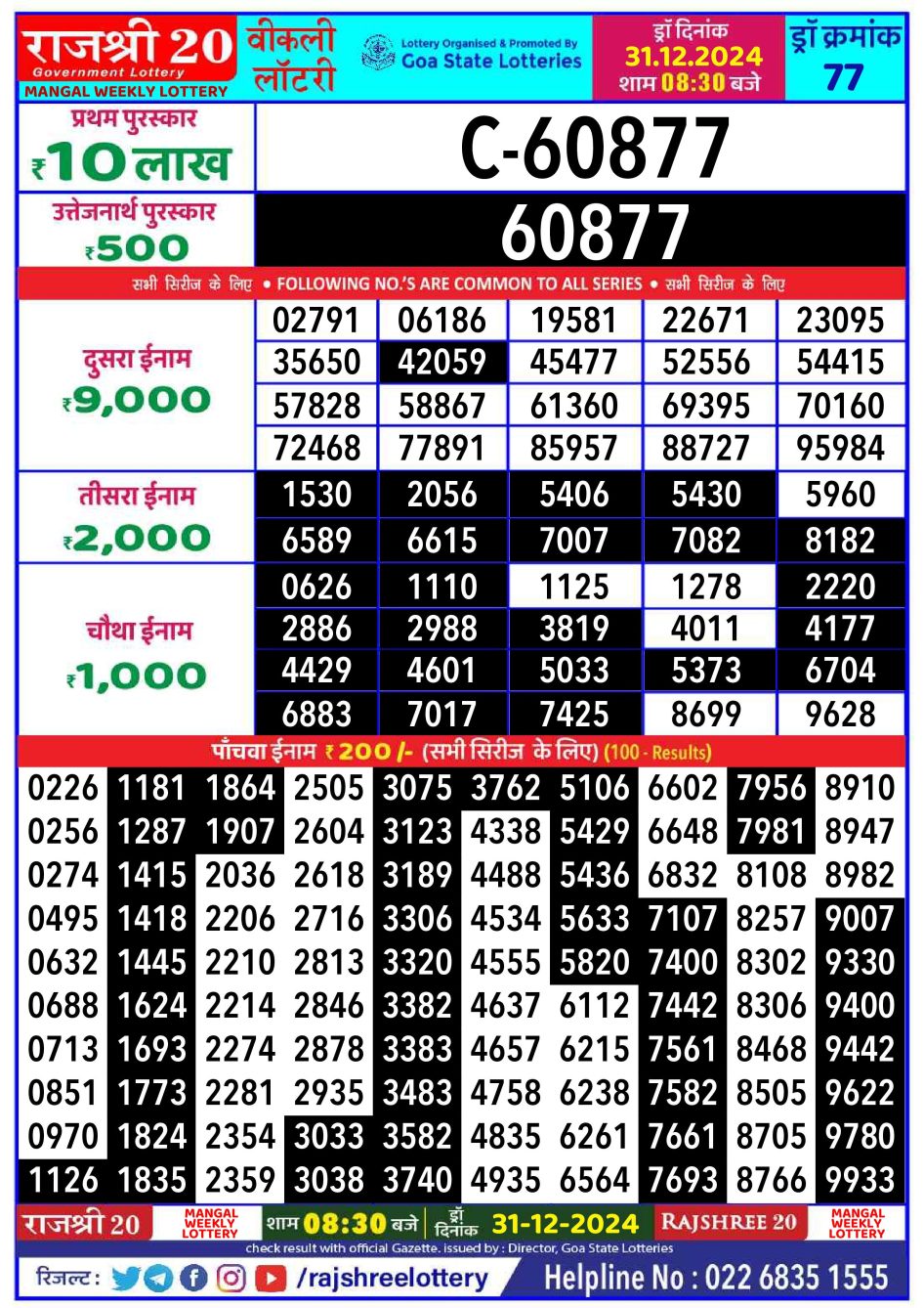 Everest Result Today Dear Lottery Chart