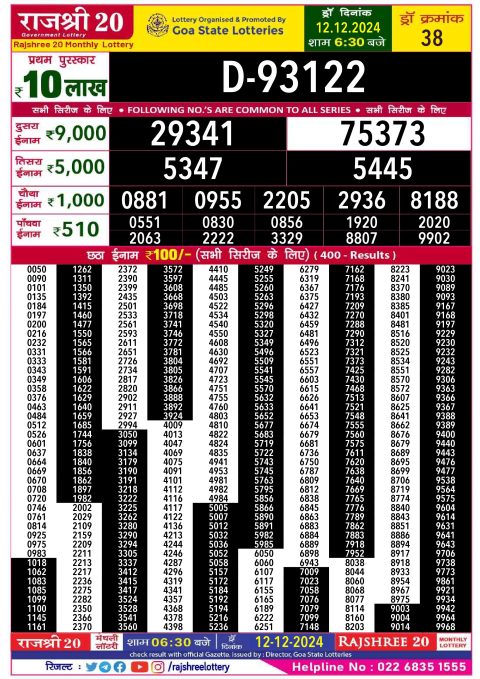 Everest Result Today Dear Lottery Chart