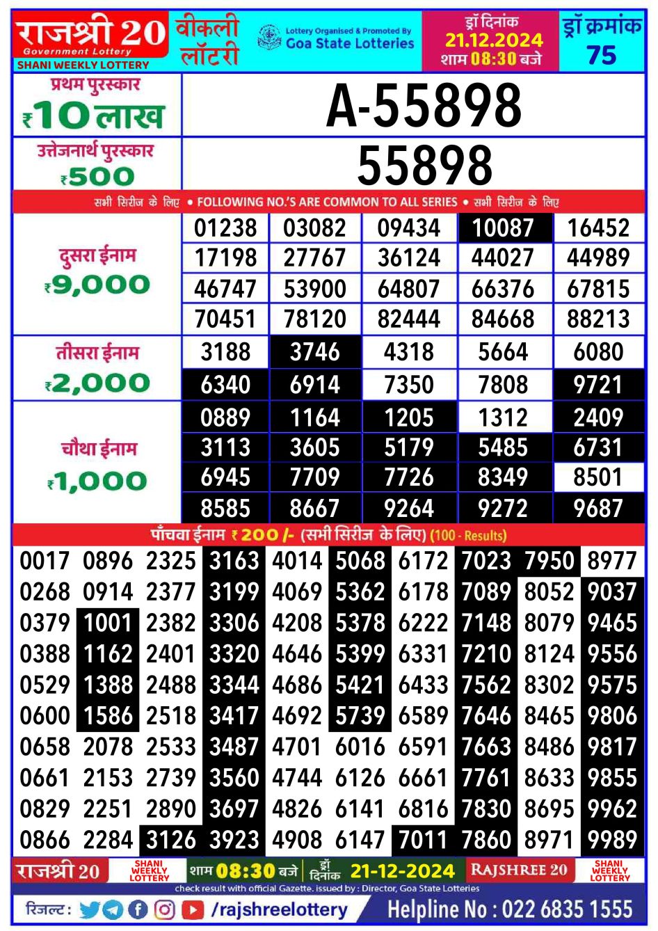 Everest Result Today Dear Lottery Chart