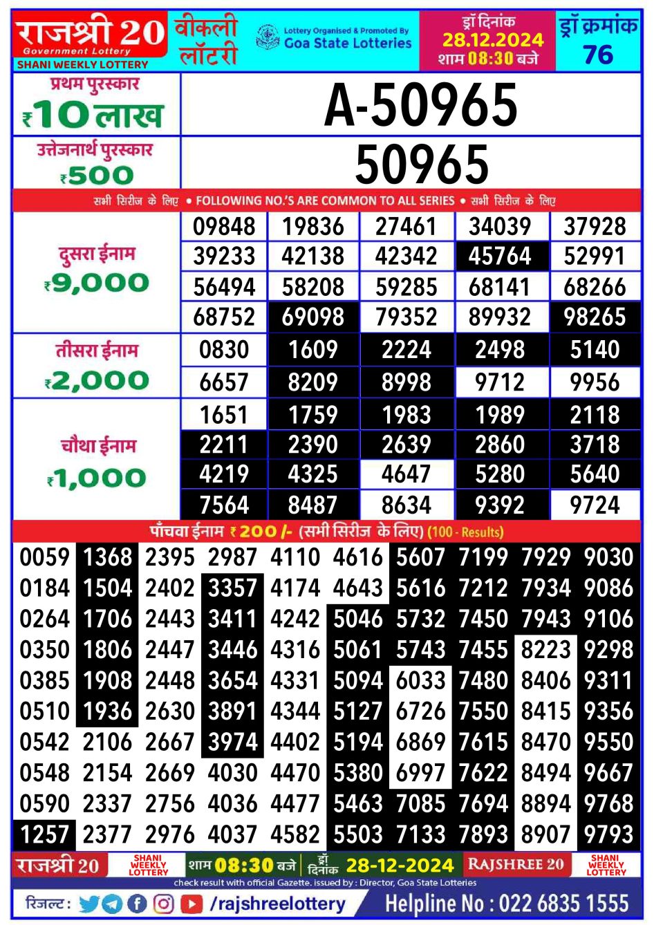 Everest Result Today Dear Lottery Chart