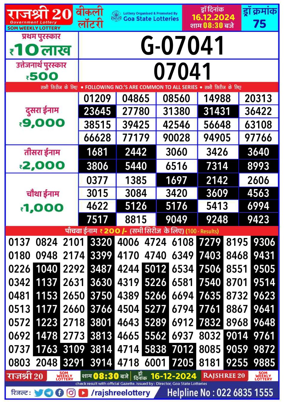 Everest Result Today Dear Lottery Chart