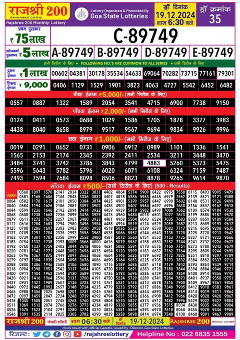 Everest Result Today Dear Lottery Chart