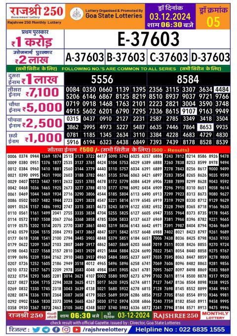 Everest Result Today Dear Lottery Chart