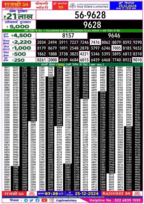 Everest Result Today Dear Lottery Chart