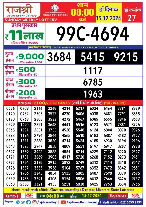 Everest Result Today Dear Lottery Chart