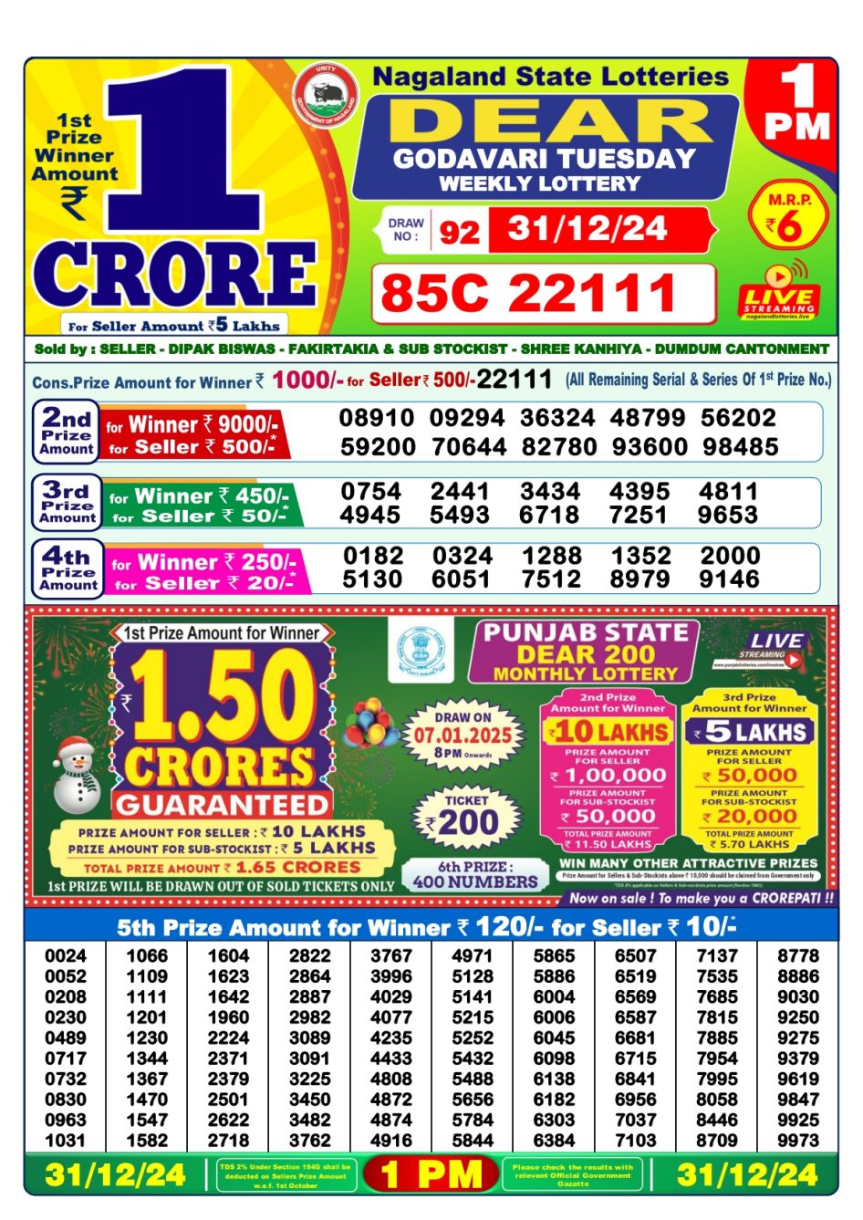 Everest Result Today Dear Lottery Chart