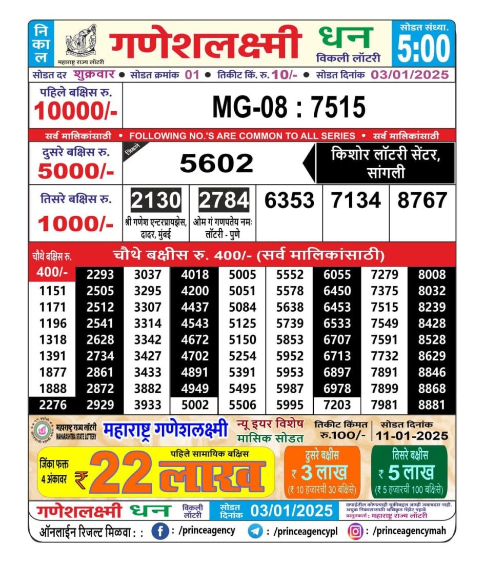 Everest Result Today Dear Lottery Chart