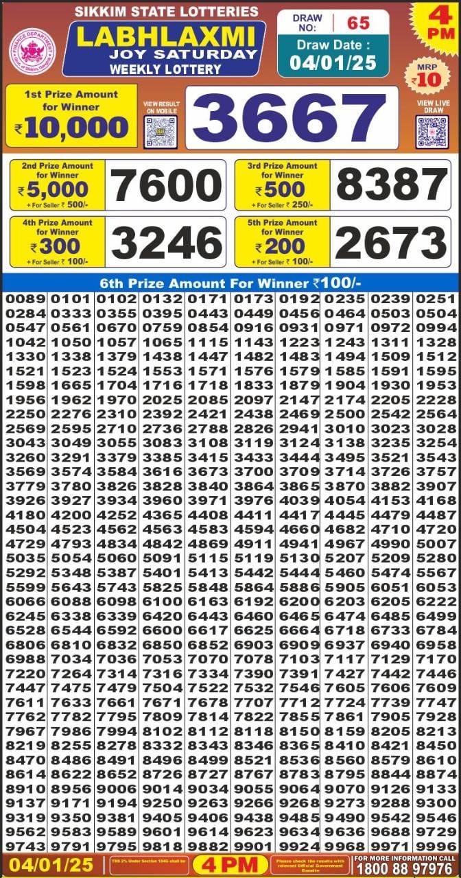 Everest Result Today Dear Lottery Chart