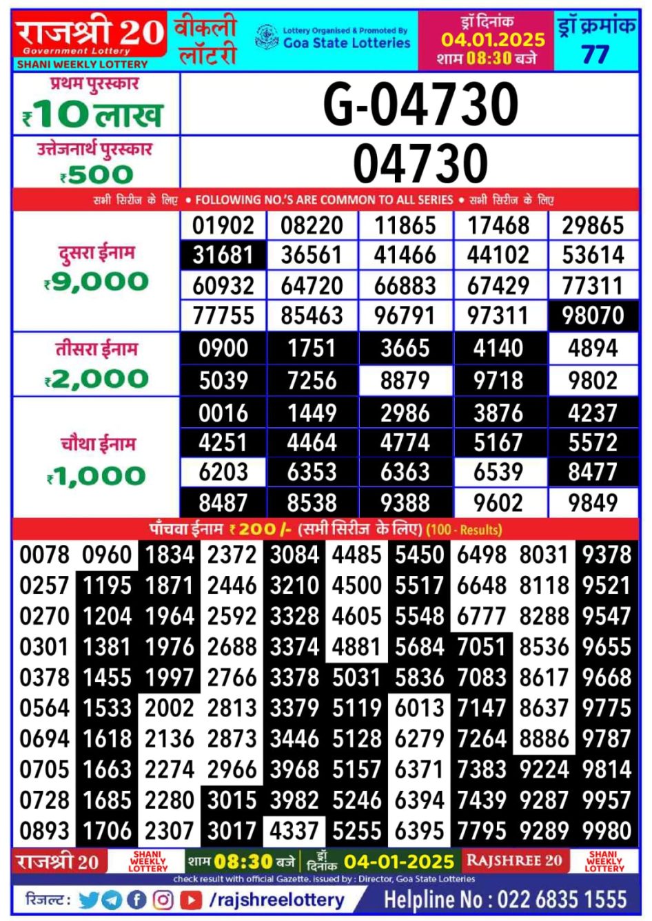 Everest Result Today Dear Lottery Chart