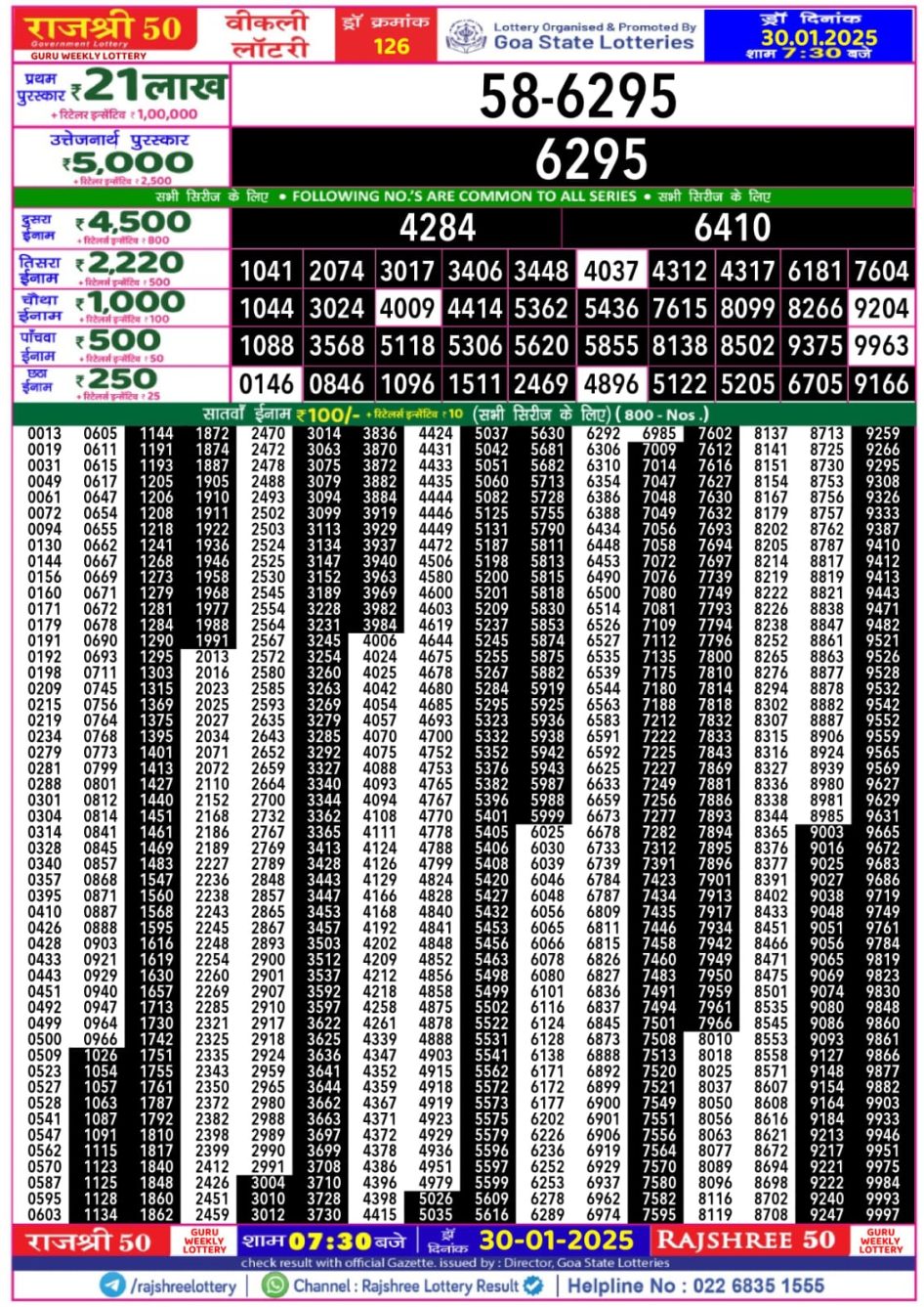 Everest Result Today Dear Lottery Chart