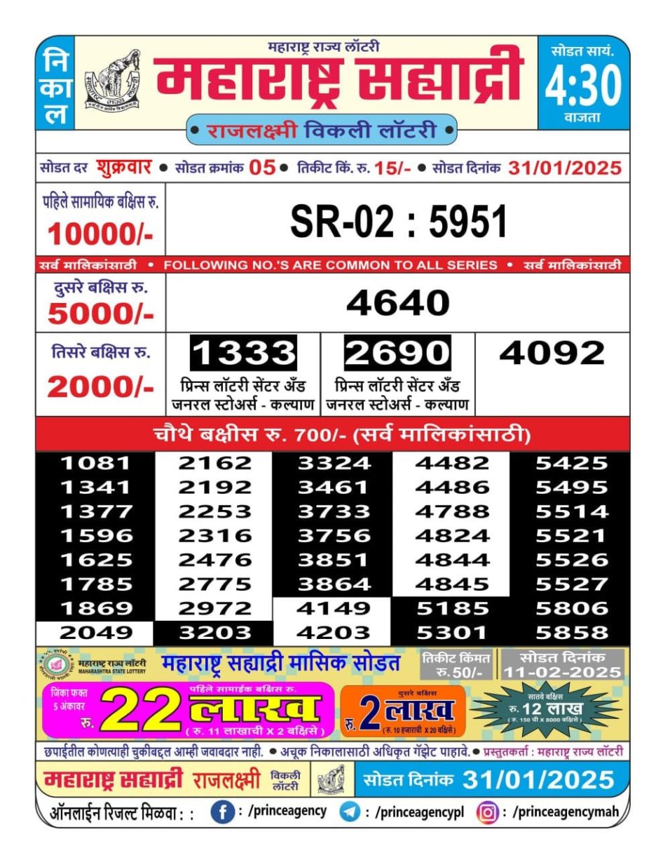 Everest Result Today Dear Lottery Chart