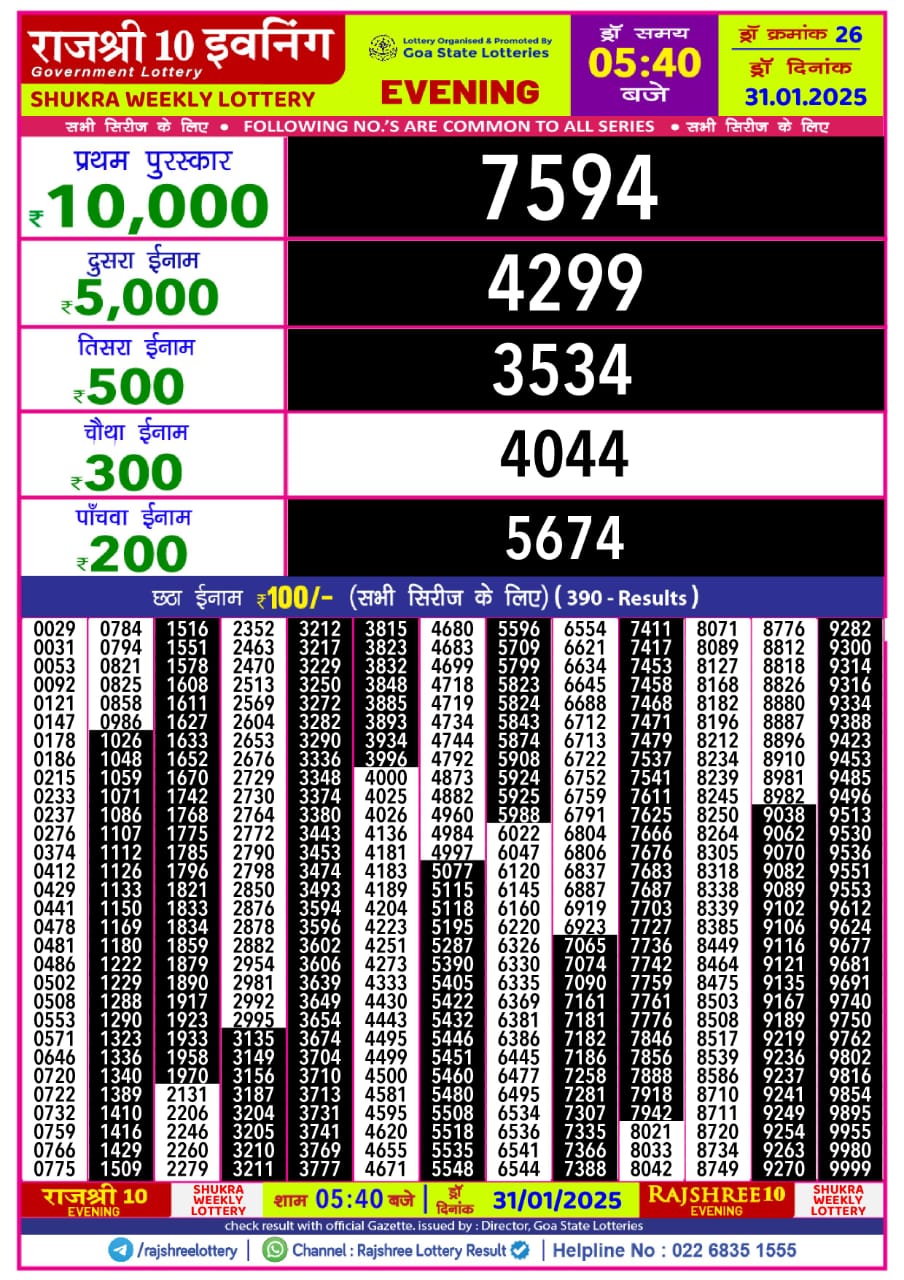 Everest Result Today Dear Lottery Chart