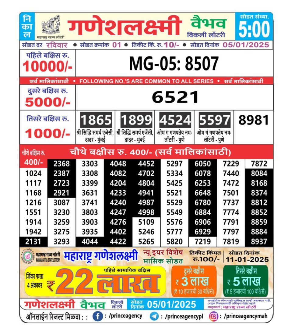 Everest Result Today Dear Lottery Chart