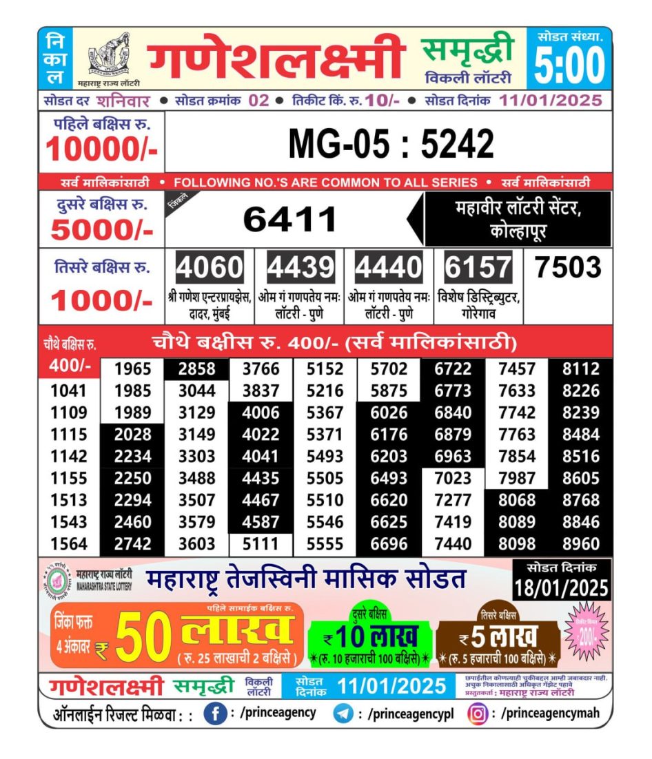 Everest Result Today Dear Lottery Chart