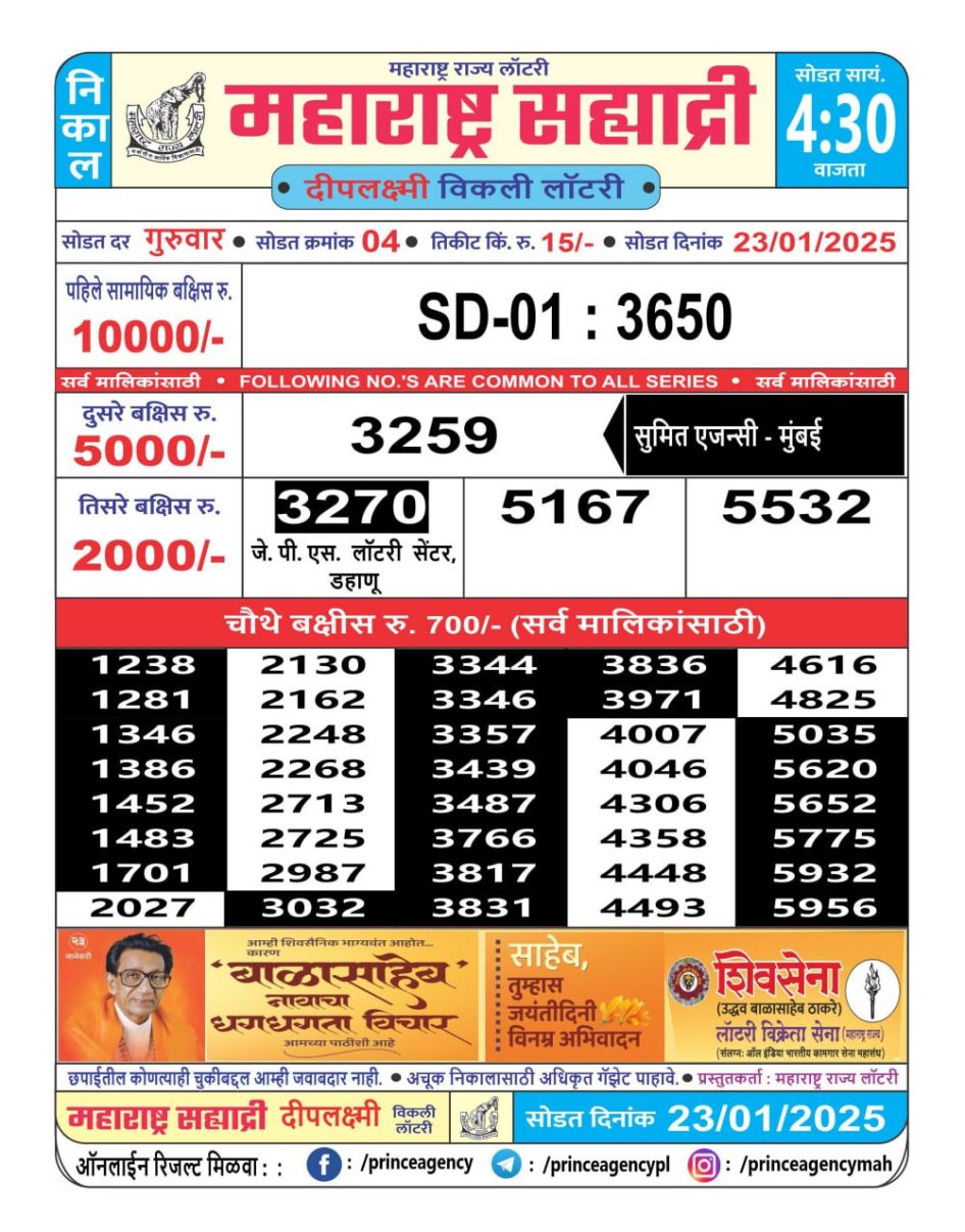 Everest Result Today Dear Lottery Chart