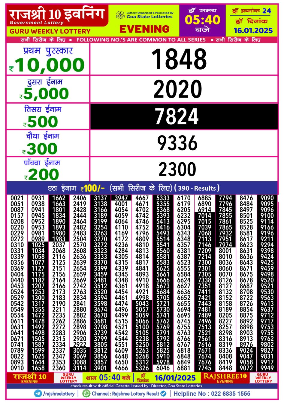 Everest Result Today Dear Lottery Chart