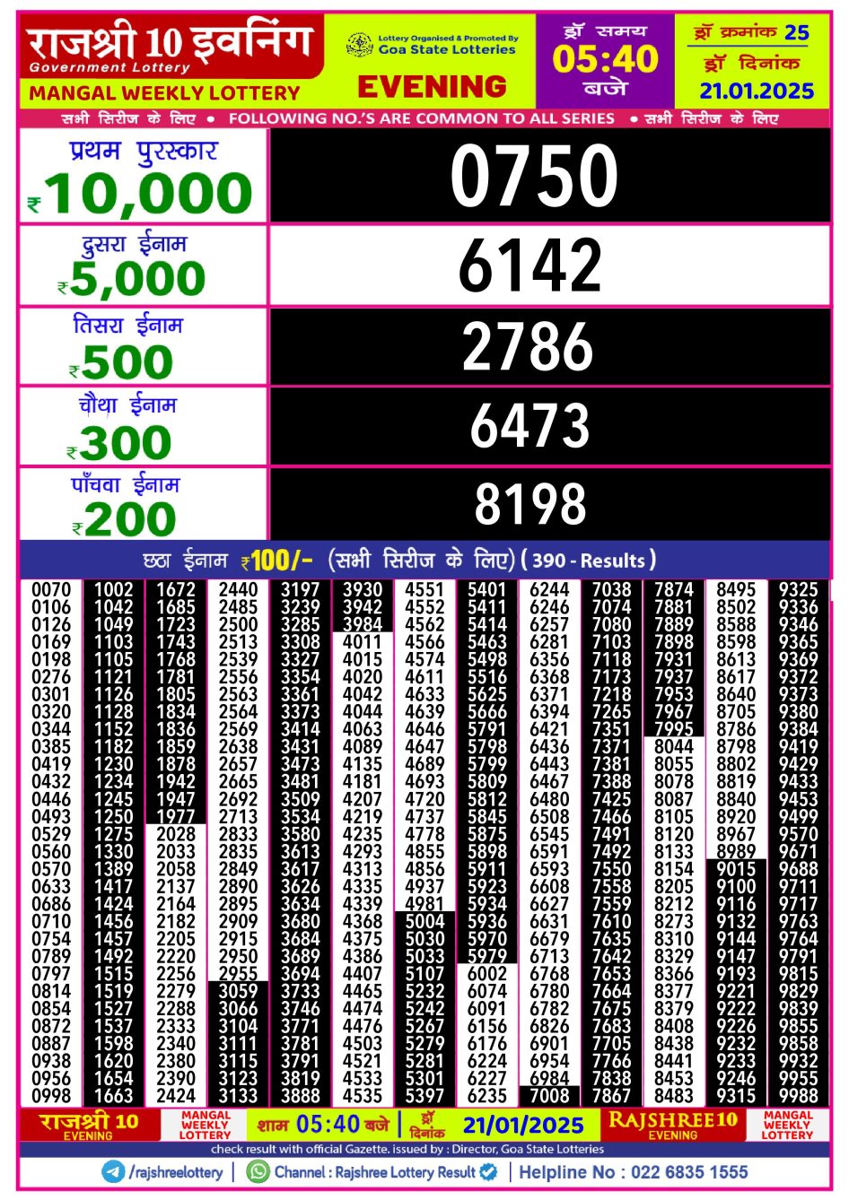 Everest Result Today Dear Lottery Chart