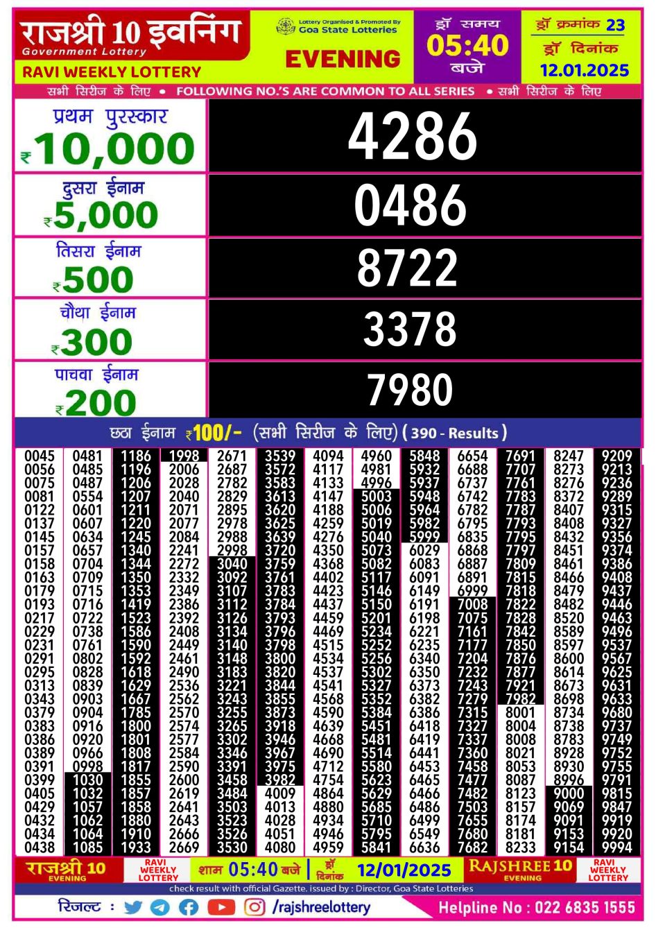 Everest Result Today Dear Lottery Chart