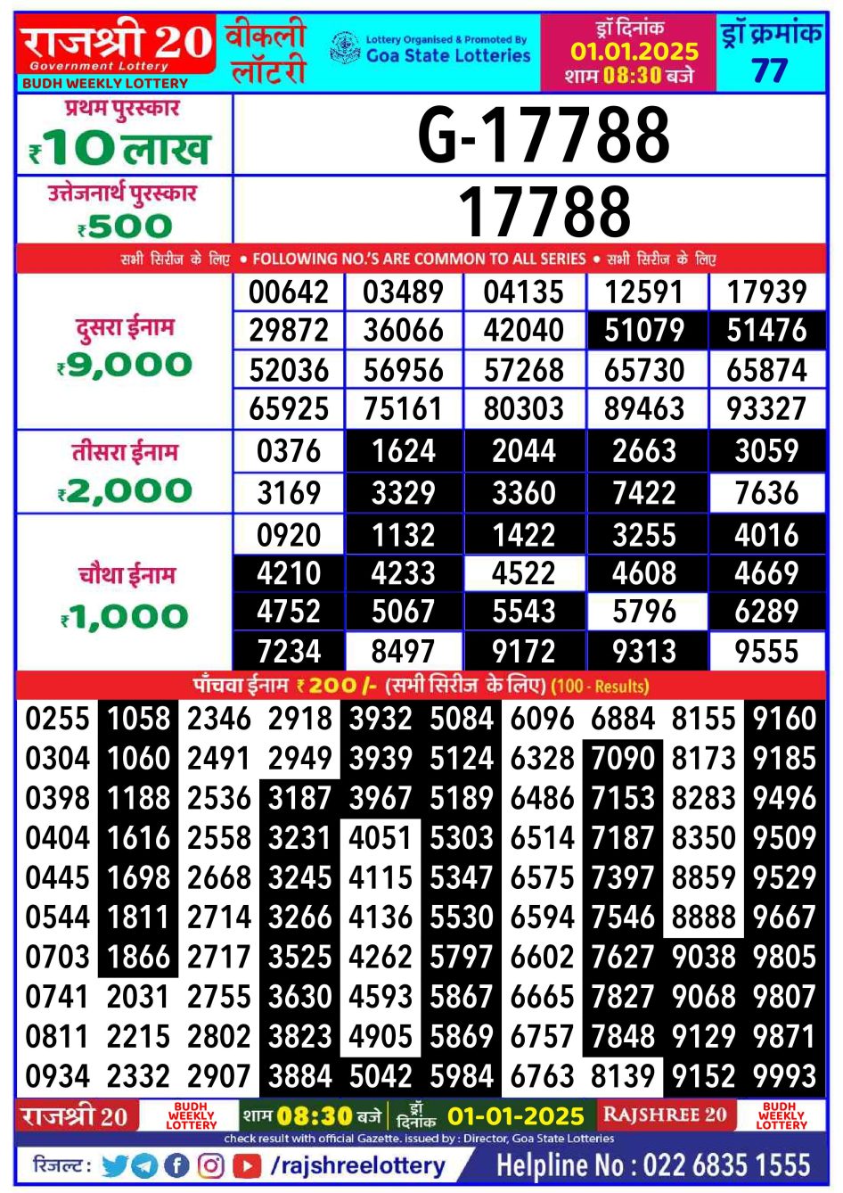 Everest Result Today Dear Lottery Chart