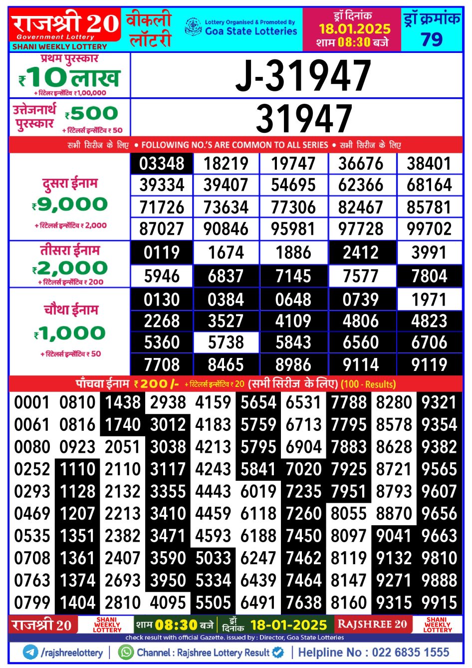 Everest Result Today Dear Lottery Chart