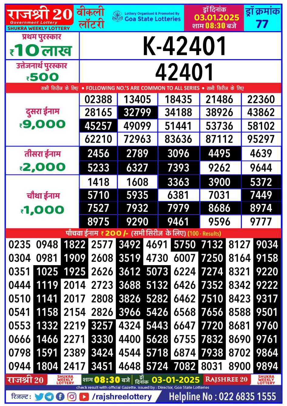 Everest Result Today Dear Lottery Chart