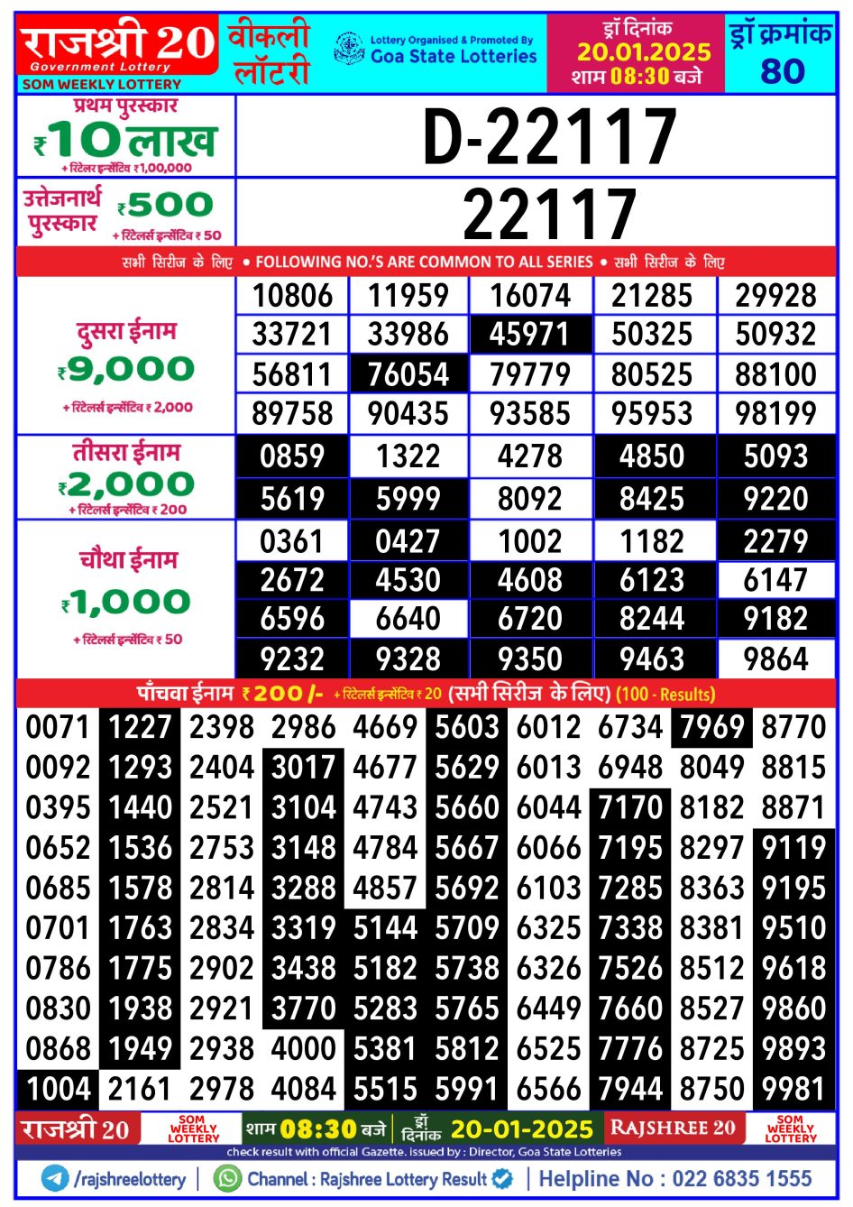 Everest Result Today Dear Lottery Chart