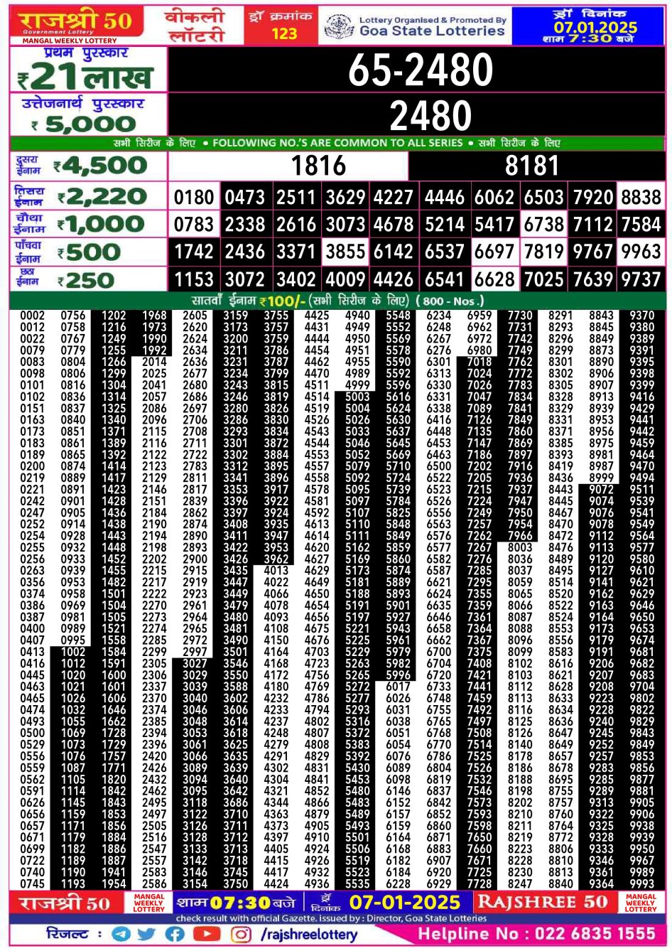 Everest Result Today Dear Lottery Chart