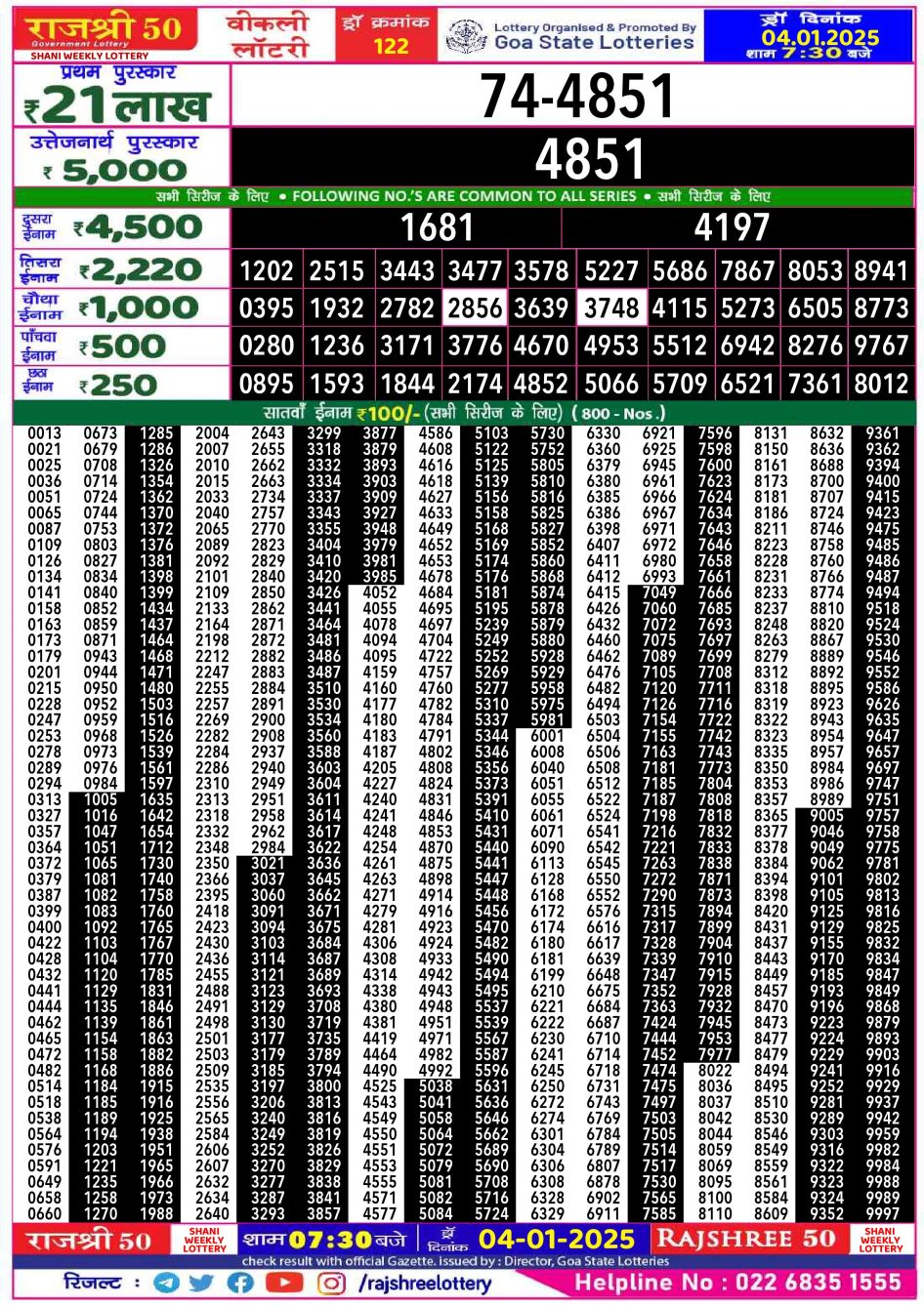 Everest Result Today Dear Lottery Chart