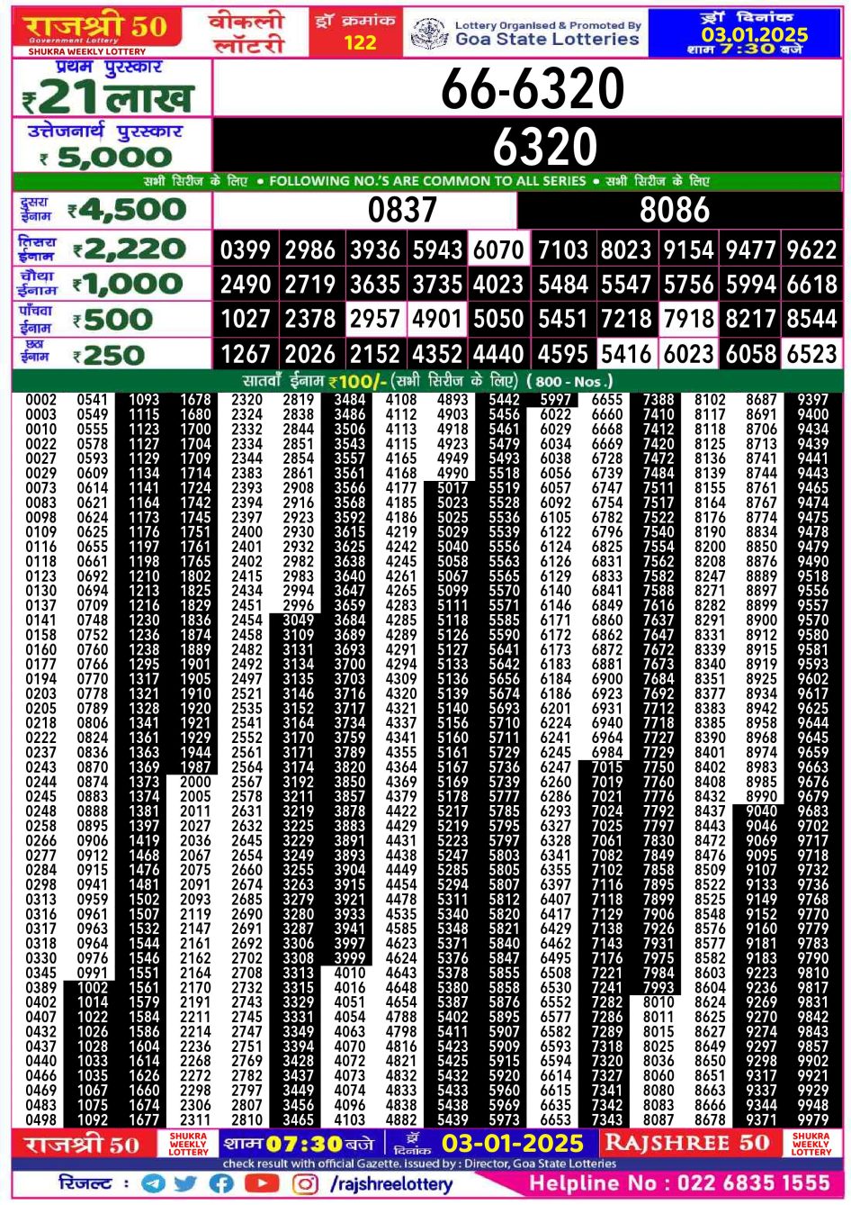 Everest Result Today Dear Lottery Chart