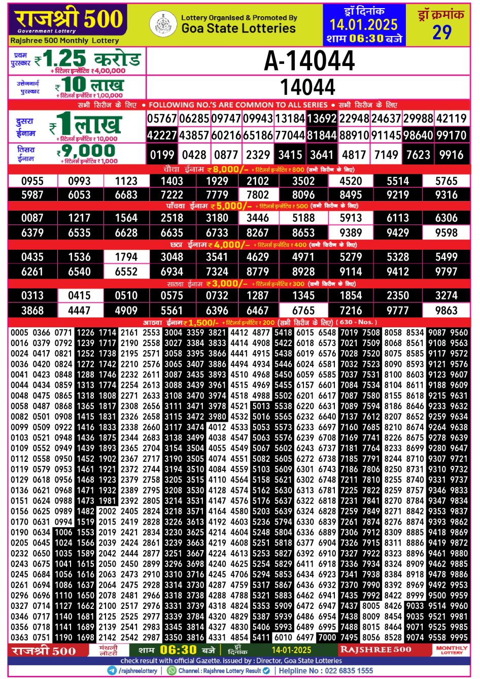 Everest Result Today Dear Lottery Chart