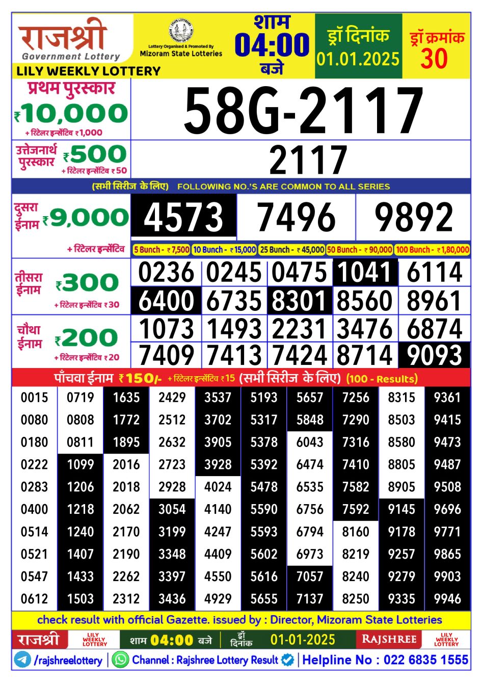 Everest Result Today Dear Lottery Chart