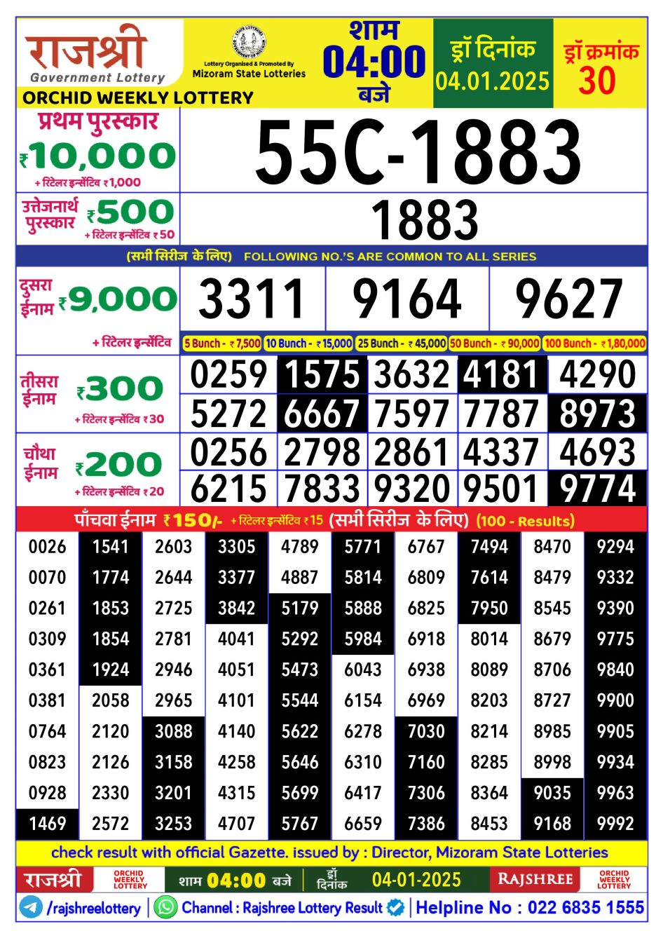 Everest Result Today Dear Lottery Chart