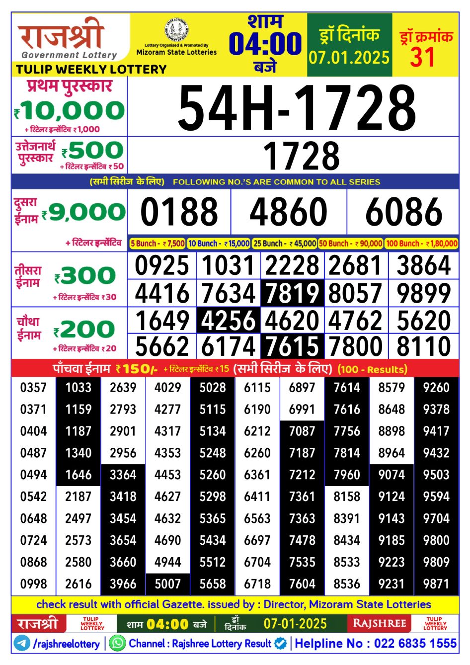 Everest Result Today Dear Lottery Chart