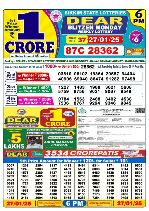 Everest Result Today Dear Lottery Chart