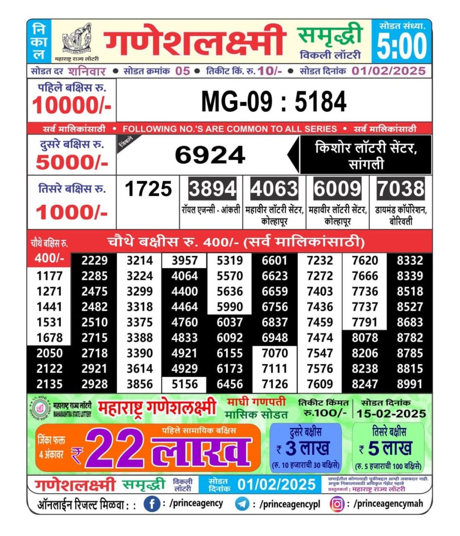 Everest Result Today Dear Lottery Chart