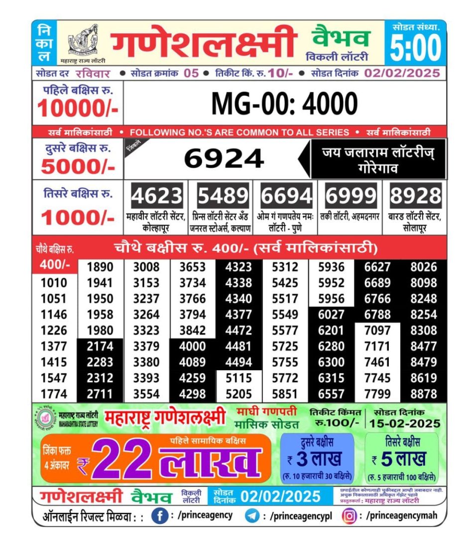 Everest Result Today Dear Lottery Chart