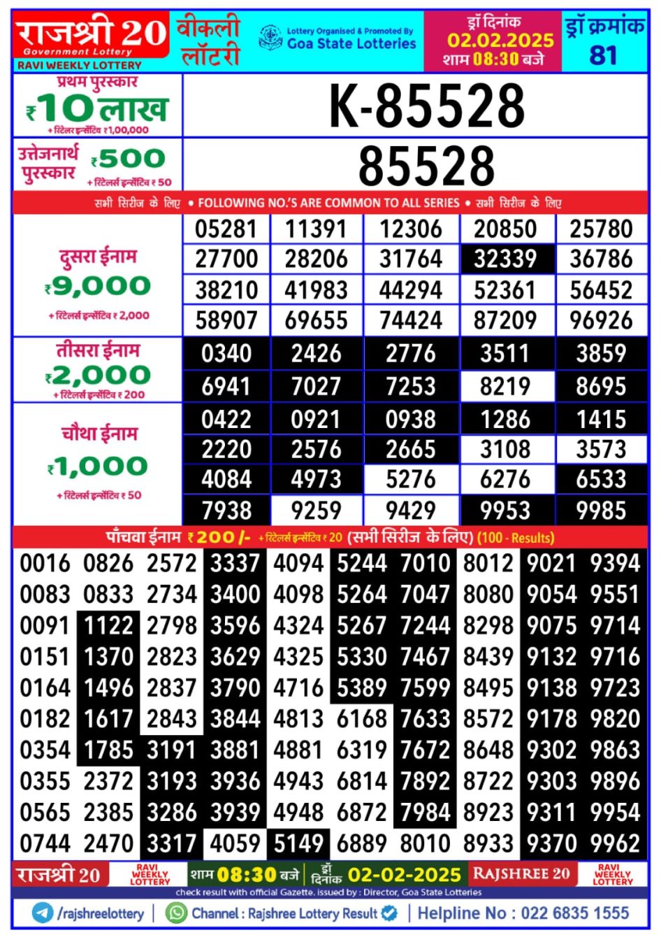 Everest Result Today Dear Lottery Chart