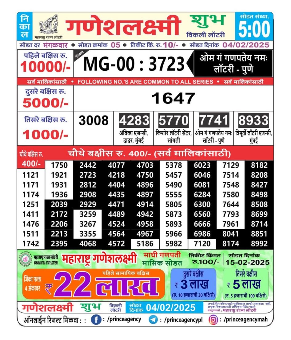 Everest Result Today Dear Lottery Chart