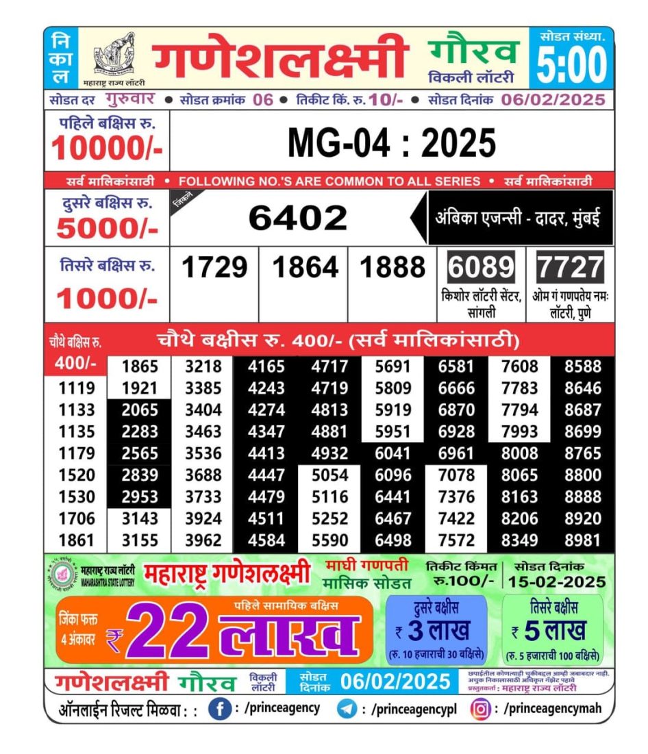 Everest Result Today Dear Lottery Chart