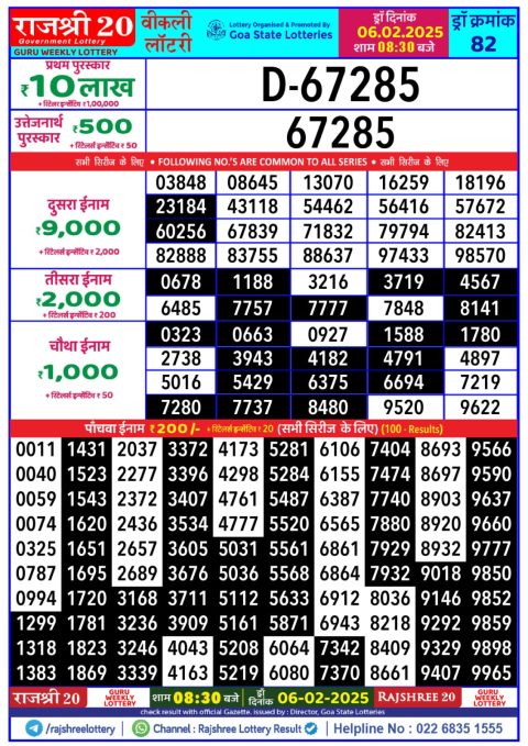 Everest Result Today Dear Lottery Chart