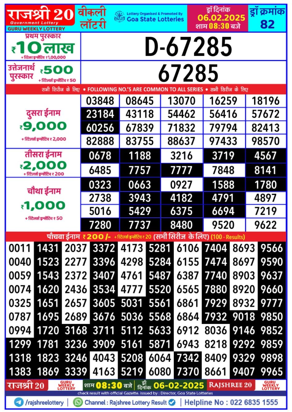 Everest Result Today Dear Lottery Chart