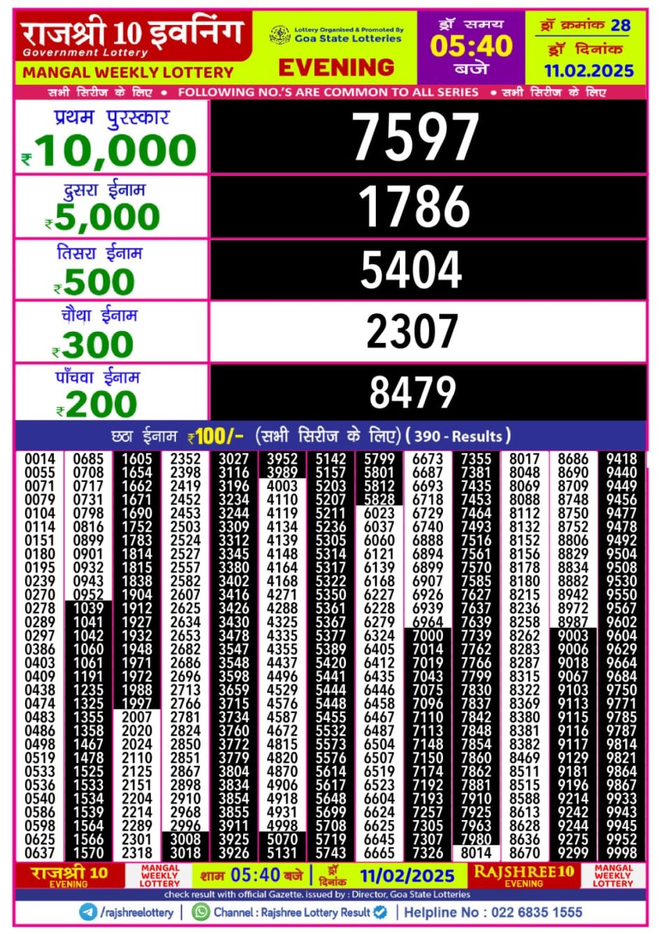 Everest Result Today Dear Lottery Chart