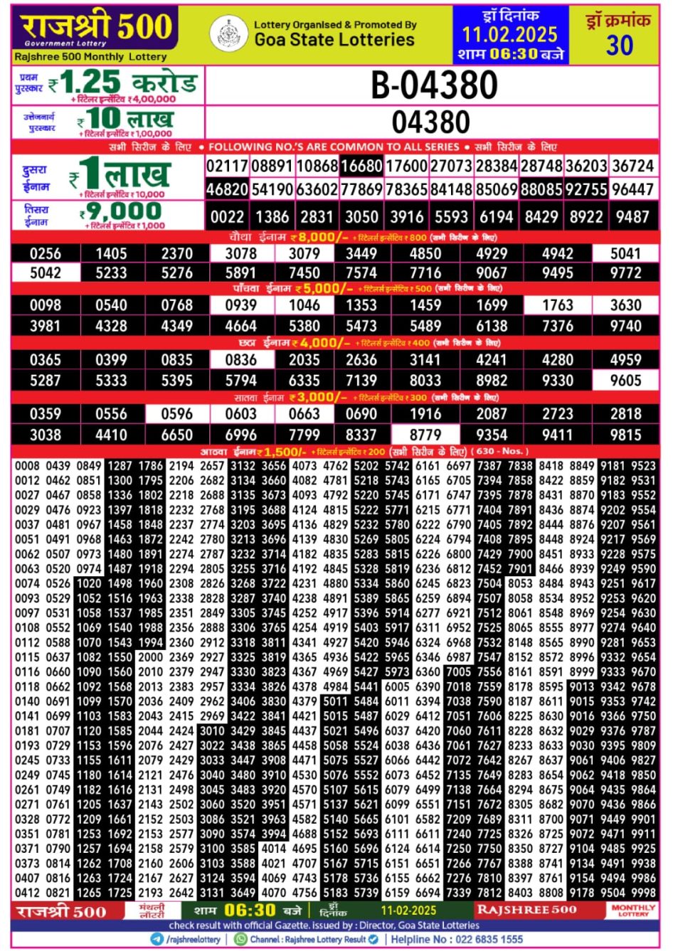 Everest Result Today Dear Lottery Chart